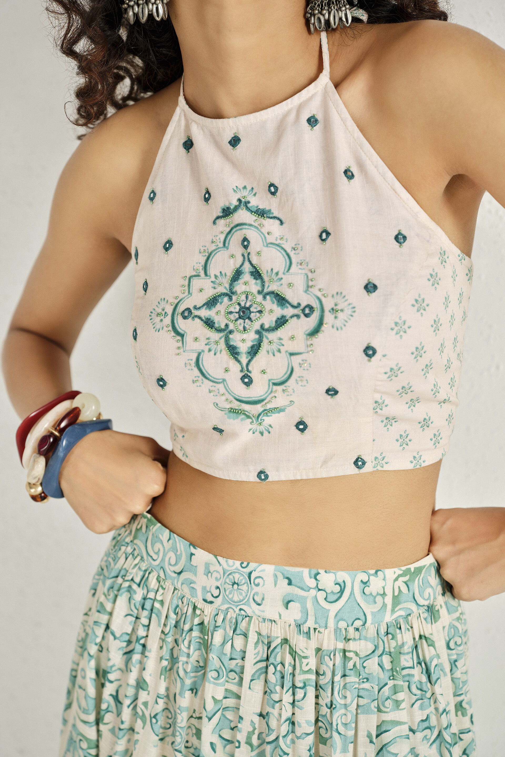 Teal Garden Skirt Set, Teal, image 3